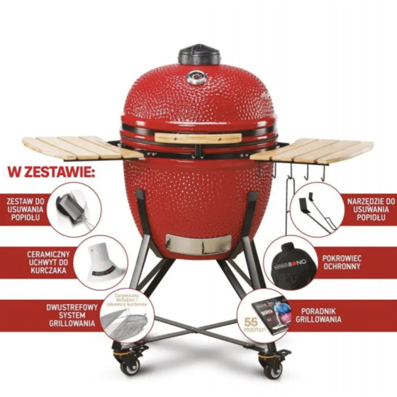 Grill ceramiczny Kamado Bono GRANDE Czerwony